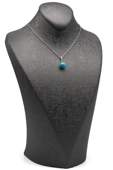 Turkuaz Doğal Taş 925 Ayar Gümüş Kolye - 2