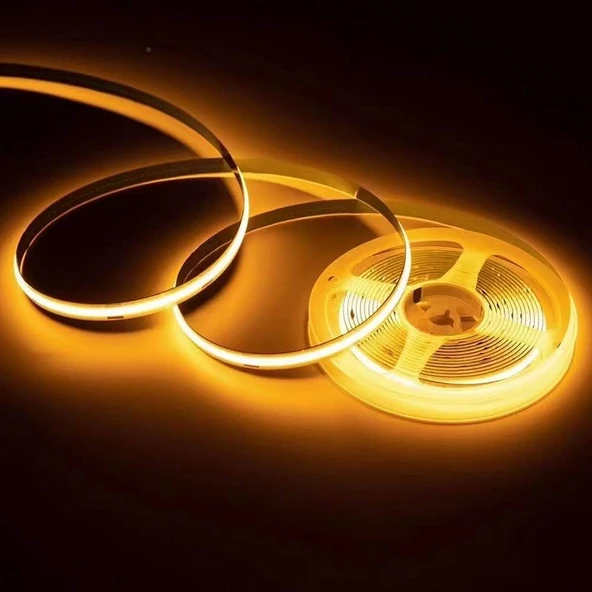 COB Led şerit 5metre 12V 480LED/m 3000K sıcak beyaz 10W 8mm IP20 aydınlatma ışık hortum kendinden yapışkanlı - Resim 11