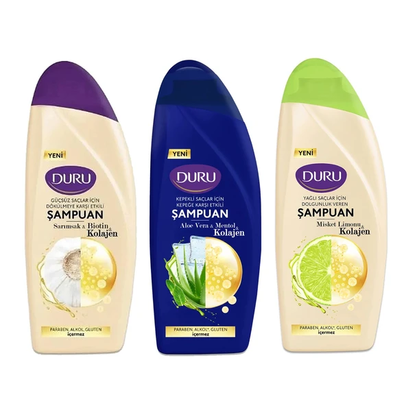 Duru Şampuan 500 ml 3 lü Karma Paket