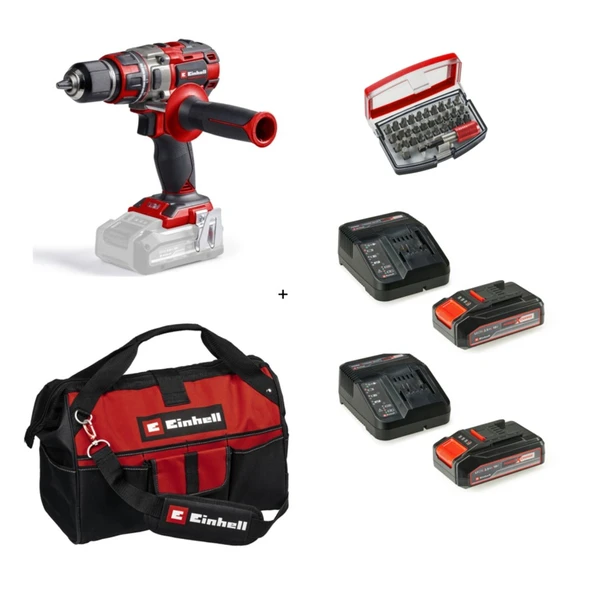 Einhell Tp-Cd 18/80 Li Bl Solo Darbesiz Vidalama + 2 x 2.5 Ah Akü ve 32 Parça Uç Seti (45/29 kumaş çanta)