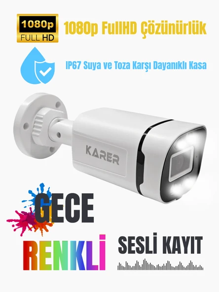 ExitCam B121-W Ses Kayıt Özellikli Renkli Gece Görüşlü Güvenlik Kamerası (1080p)