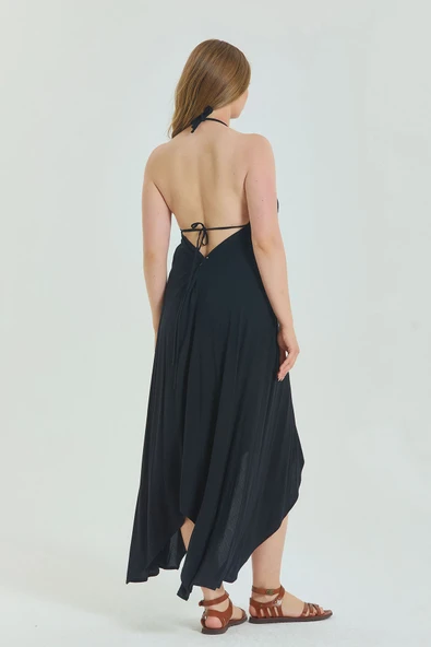 Sırtı Açık Askılı Büyük Beden Elbise - Resim 5