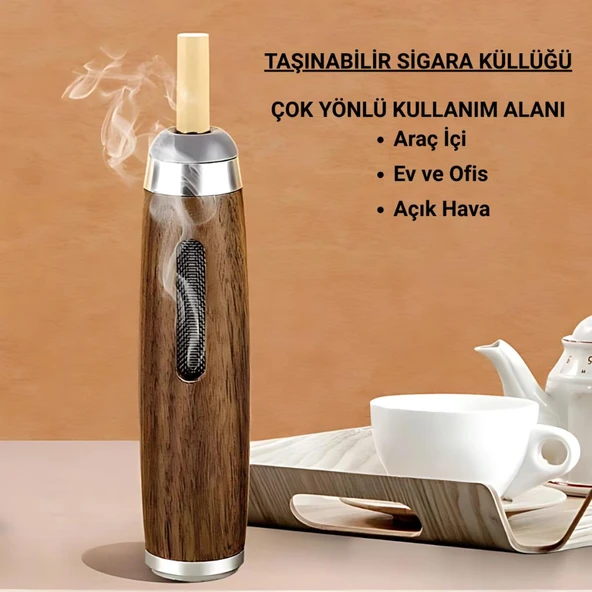 Polham Pipo Tipi Taşınabilir Tüm Sigaralara Uyumlu Küllük, Ev, Ofis, Araç ve Açık Alan İçin Mini Küllük