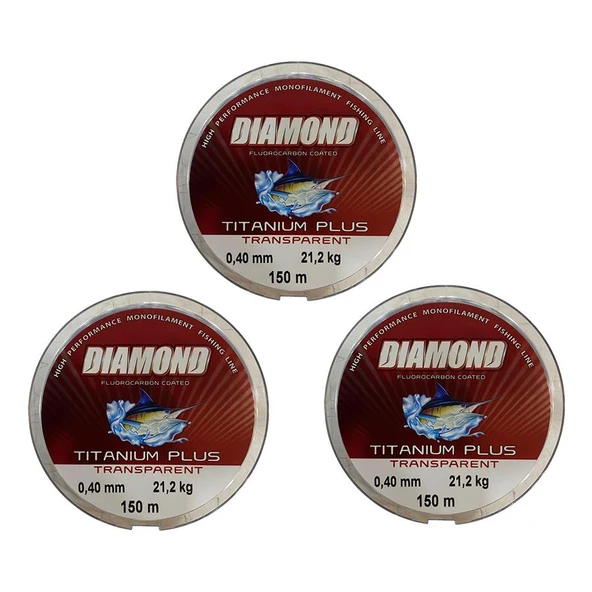3 Adet Diamond Titanium Plus 0.40 Mm 150 Mt Misina - Renk: Gri 21.2 Kg ürün görseli