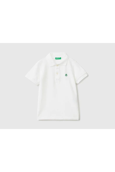Erkek Çocuk Beyaz Logolu Polo T-shirt Beyaz