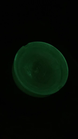 Beyaz Sedefli Ve Fosforlu Neon Yeşili Renk Yuvarlak Şekil Küllük El Yapımı Epoksi Hediyelik - 4