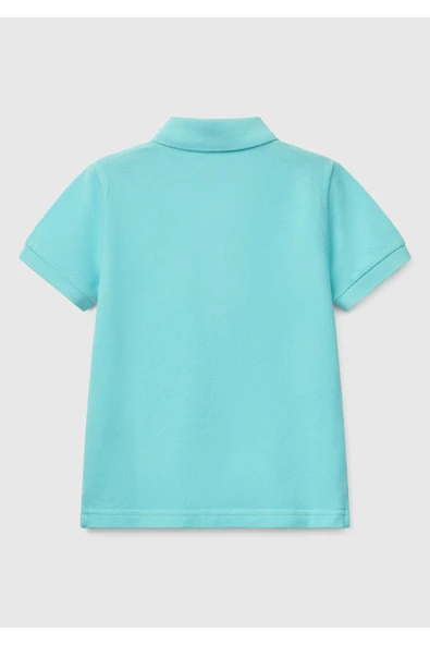 Erkek Çocuk Su Yeşili Logolu Pike Polo T-Shirt - 2