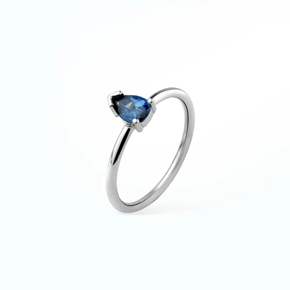 14 Ayar Altın Kaplama Kişiselleştirilebilir Doğum Taşı Damla Taşlı Yüzük - RS00106 - Resim 5