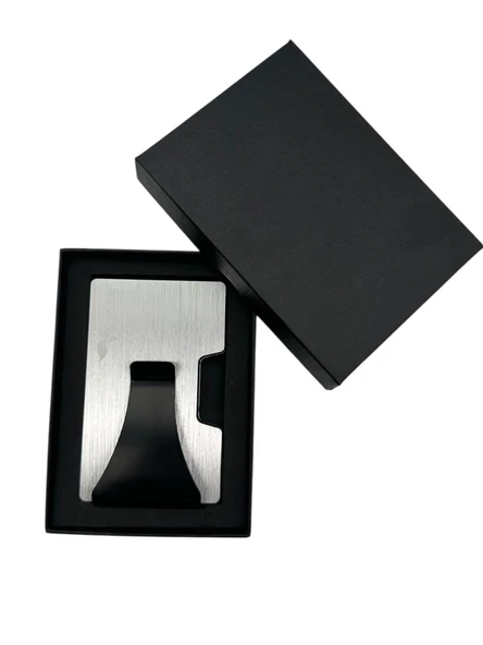 Valkyrie Akıllı Mekanizmalı Metal Minimalist Kartlık RFID Korumalı Şık Dayanıklı 15-25 Kart Kapasiteli Cüzdan Kartlık Gri - 6