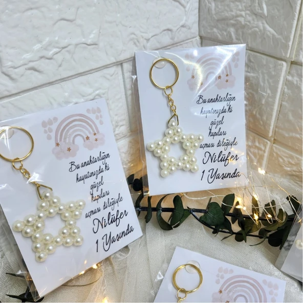 Melek Figürlü Kız Bebek Şekeri Anahyarlık Hediyelik İnci(20 Adet) - 2