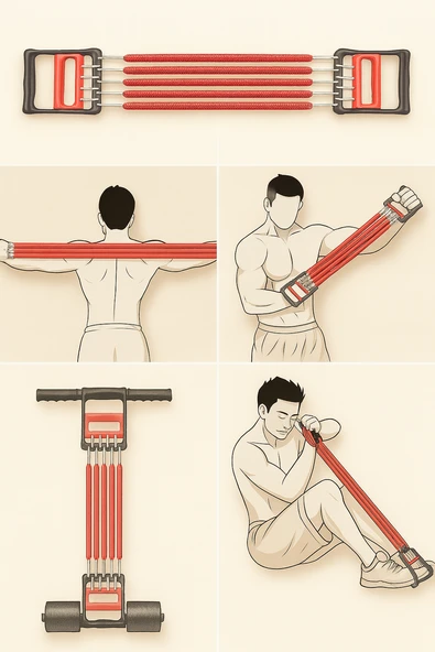 3'ü 1 Arada Çok Fonksiyonlu Göğüs Genişletici Erkekler Ve Kadınlar İçin Tutucu El Egzersizi Kol Egzersizi Elastik Ayak Pedalı Oturma Pedalı - 6