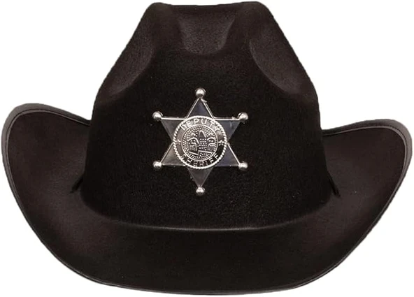 Lüks Şerif Kovboy Şapkası Siyah Küçük 34x24 cm ürün görseli 1