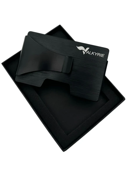 Valkyrie Akıllı Mekanizmalı Metal Minimalist Kartlık RFID Korumalı Şık Dayanıklı 15-25 Kart Kapasiteli Cüzdan Kartlık Siyah