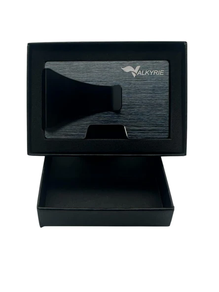 Valkyrie Akıllı Mekanizmalı Minimalist Metal Kartlık RFID Korumalı Şık Dayanıklı 15-25 Kart Kapasiteli Cüzdan Kartlık Antrasit - 4
