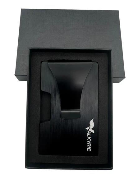 Valkyrie Akıllı Mekanizmalı Metal Minimalist Kartlık RFID Korumalı Şık Dayanıklı 15-25 Kart Kapasiteli Cüzdan Kartlık Siyah - 4