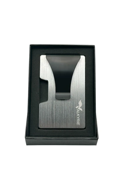 Valkyrie Akıllı Mekanizmalı Metal Minimalist Kartlık RFID Korumalı Şık Dayanıklı 15-25 Kart Kapasiteli Cüzdan Kartlık Gri - 2