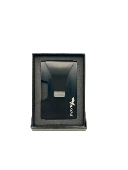 Valkyrie Akıllı Mekanizmalı Metal Minimalist Kartlık RFID Korumalı Şık Dayanıklı 15-25 Kart Kapasiteli Cüzdan Kartlık Siyah - 9