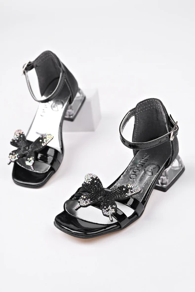 Muggo LOLA Kelebek Detaylı Bilekten Bağlamalı Kız Çocuk Kısa Topuklu Ayakkabı - 9