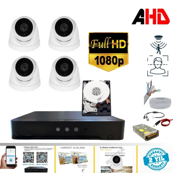 ARNA 5 MP LENS 2MP 1080P FULL HD İÇ MEKAN DOME GÜVENLİK KAMERA SETİ 320 GB HDD DAHİL - ST24320K
