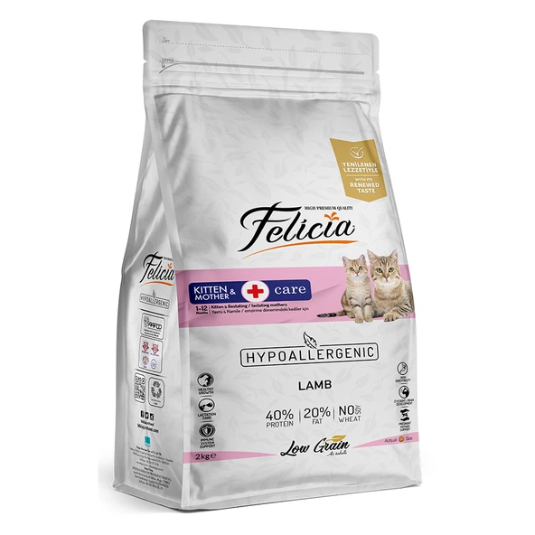 Felicia Kitten & Mother Az Tahıllı Kuzu Etli Yavru Kedi Maması 2 Kg