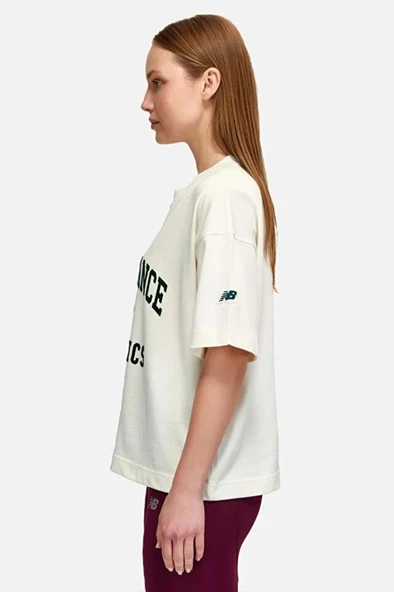 New Balance Lifestyle WNT1402-SST Krem Kadın Tişört - 3