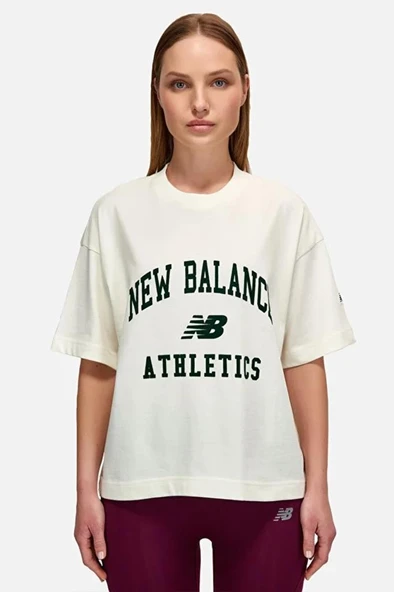 New Balance Lifestyle WNT1402-SST Krem Kadın Tişört - 2