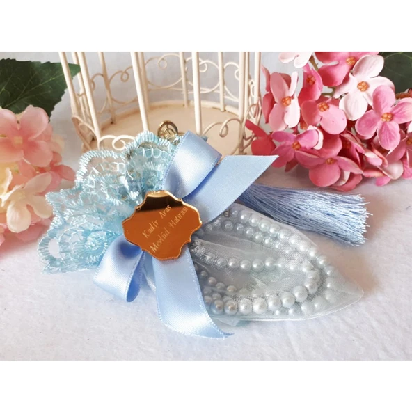 İnci Tesbihli Mavi Kese Mevlit Hatırası(30 Adet) ürün görseli