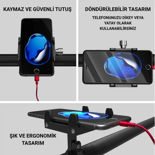 Coofbe Güçlendirilmiş Alüminyum Ayarlanabilir Gidon Bağlantılı Motosiklet Telefon Tutucu Gidon Telefon Tutucu - 3