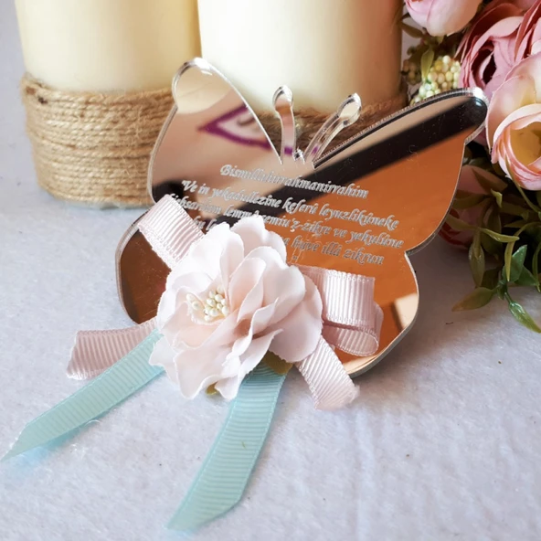 Büyük Boy Pleksi İsimli Kelebek Bebek Şekeri(30 Adet) - 2