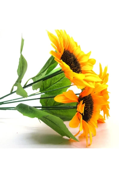 fesleğen çiçek Yapay Çiçek 5 Dallı Ayçiçeği 50 Cm - 5