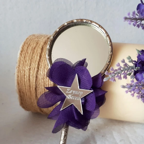 Yıldız Lazer İsimlikli  Ayna Nikah Şekeri(30 Adet) - Resim 2