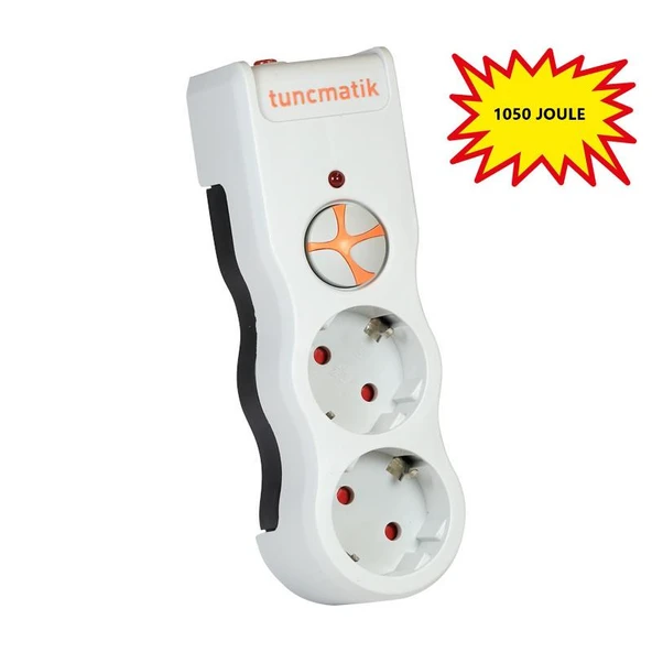 Tunçmatik 1050 Joule PowerSurge TSK19021 2'li Anahtarlı Beyaz Akım Korumalı Priz