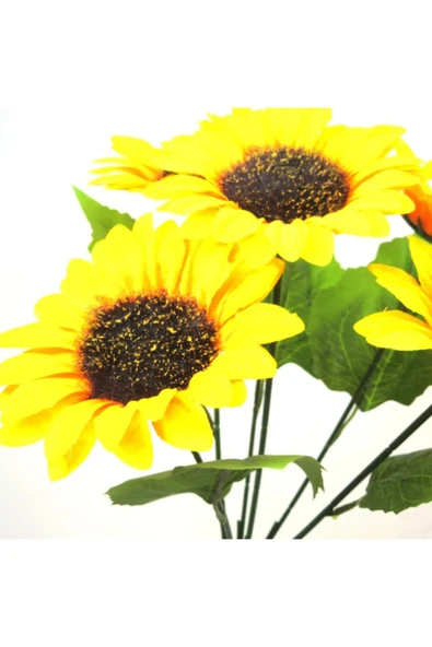 fesleğen çiçek Yapay Çiçek 5 Dallı Ayçiçeği 50 Cm