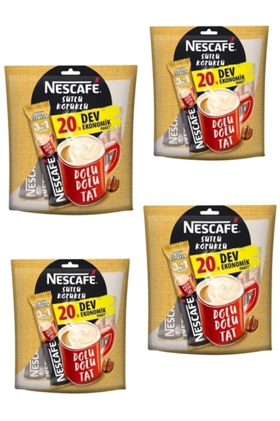 Nescafe 3n1 Arada Sütlü Köpüklü Dev 20 Li X 4