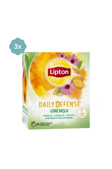 Lipton Daily Defense Güne Başla Bardak Poşet Çay 15'li X 3 Adet