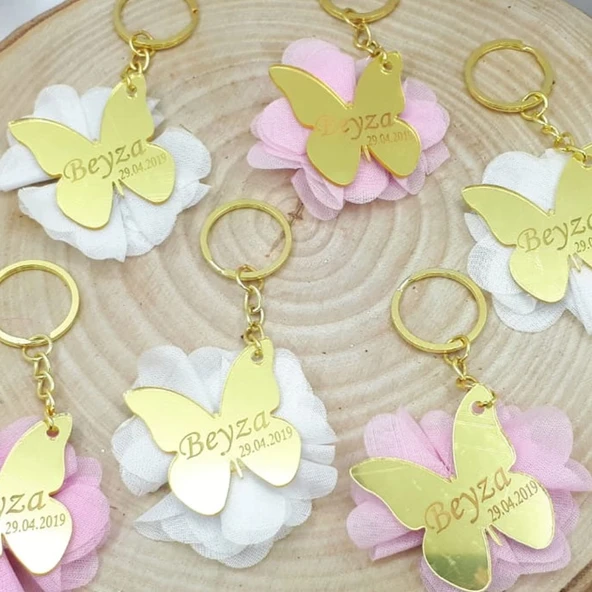 Kelebek Pleksi Anahtarlık Bebek Şekeri(30 Adet)