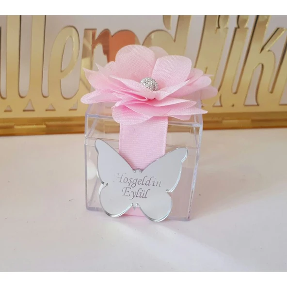 Pleksi İsimlikli Şeffaf Kutu Erkek Bebek Şekeri(20 Adet) - Resim 2