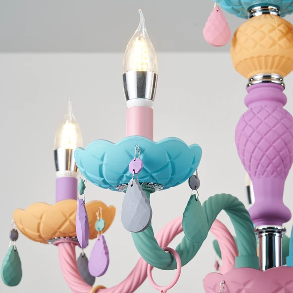 Apliqa Kona 5'Li Cam Kollu Çok Renkli Çocuk Odası Salon Avize - Resim 3