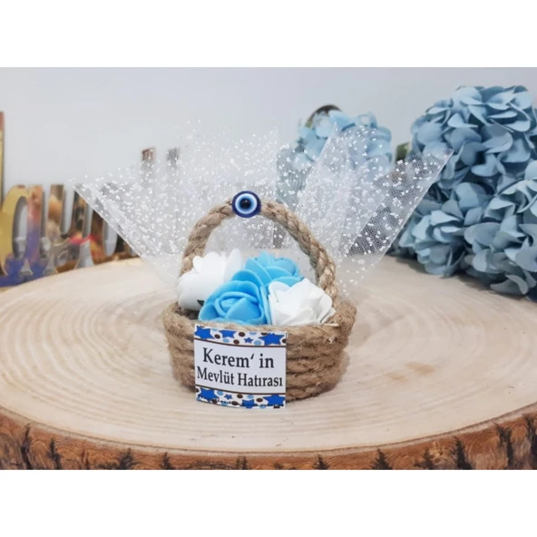 Nazarlıklı Hasır Minik Sepet Hediyelik(30 Adet) ürün görseli