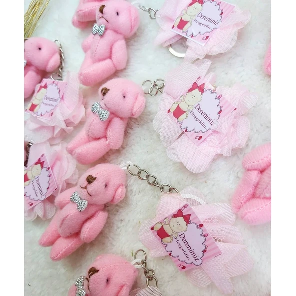 Pembe Ayıcık Anahtarlık Bebek Şekeri(30 Adet) - 3