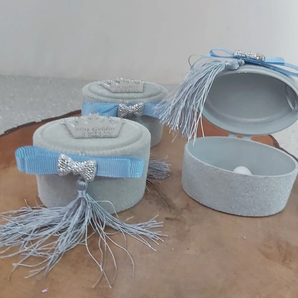 Gri (Gümüş) Kutu Pleksi İsimli Ve Fiyonklu(30 Adet) - Resim 2