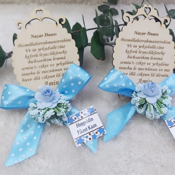Ahşap Kalp Süslü Nazarlık Hediyelik(30 Adet) - 2