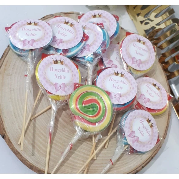 Lolipop Etiketli Bebek ve Doğum Günü Şekeri(15 Adet) - Resim 2