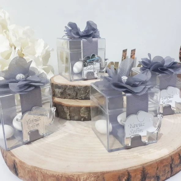 Fil İsimlikli Şeffaf Kutu Bebe Hediyleik(30 Adet) ürün görseli