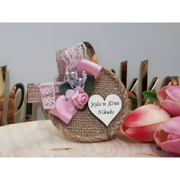 Hasır ve Çiçek Süslü Tabla Magnet Hediyelik(30 Adet) ürün görseli