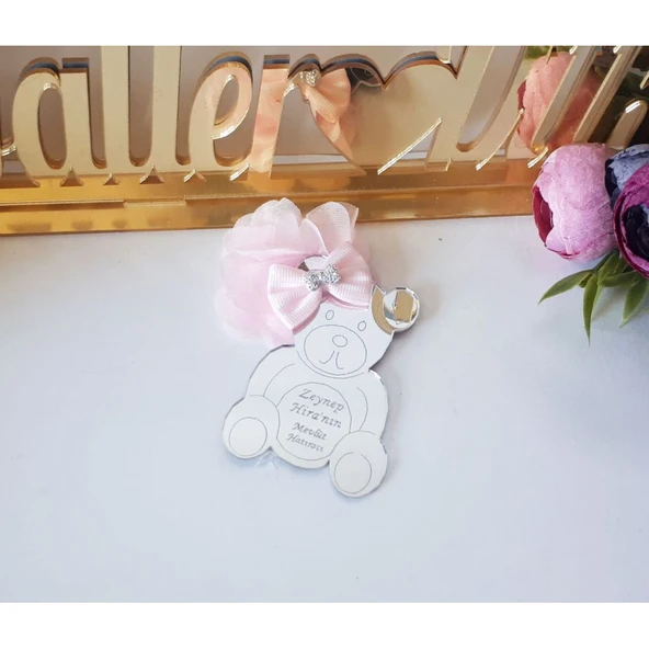 Lazer Çiçekli Ayıcık Pleksi Bebek Şekeri(30 Adet) ürün görseli