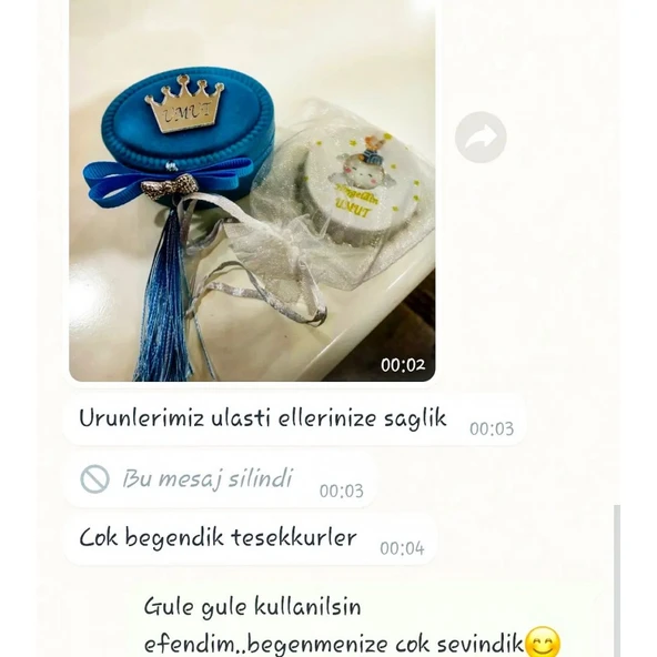 Mavi Kutu Pleksi İsimli Ve Fiyonklu(30 Adet) - Resim 2