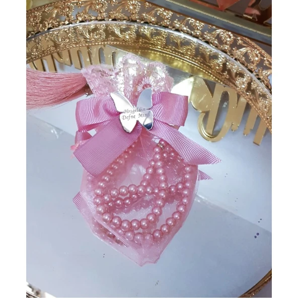 Luks Tesbihli Kese İsimlikli Bebek Şekeri(30 Adet)
