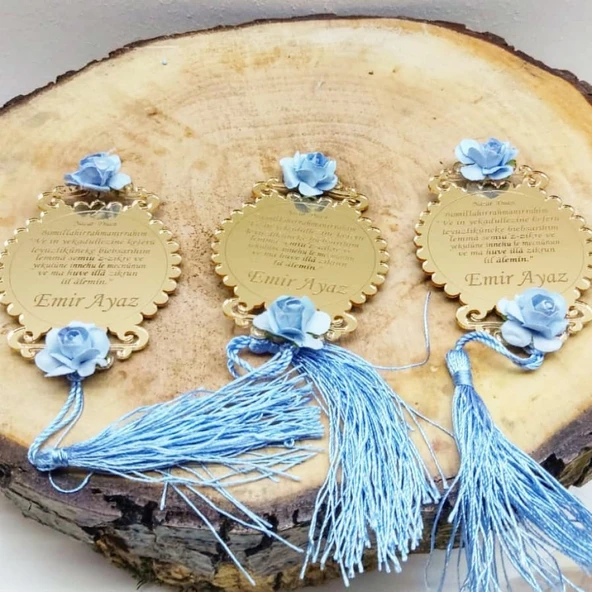 Kalp İşlemeli Nazar Dualı Bebek Şekeri(30 Adet) - Resim 3