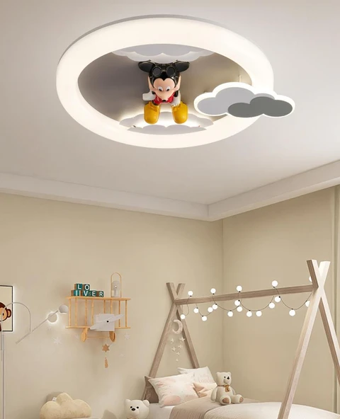 Moddy Ledli Mickey Desenli Plafonyer Çocuk Odası Avize - Resim 2